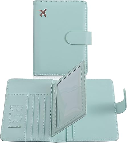 Foreate Soporte para tarjetas de vacuna para pasaporte, soporte para pasaporte con ranura para tarjetas de vacuna, cartera de cuero sintético para