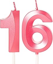 Number 16 Candles for 16th Birthday Cake, Pink 16th Birthday Candles, Cake Toppers for 16 Year Old Girls