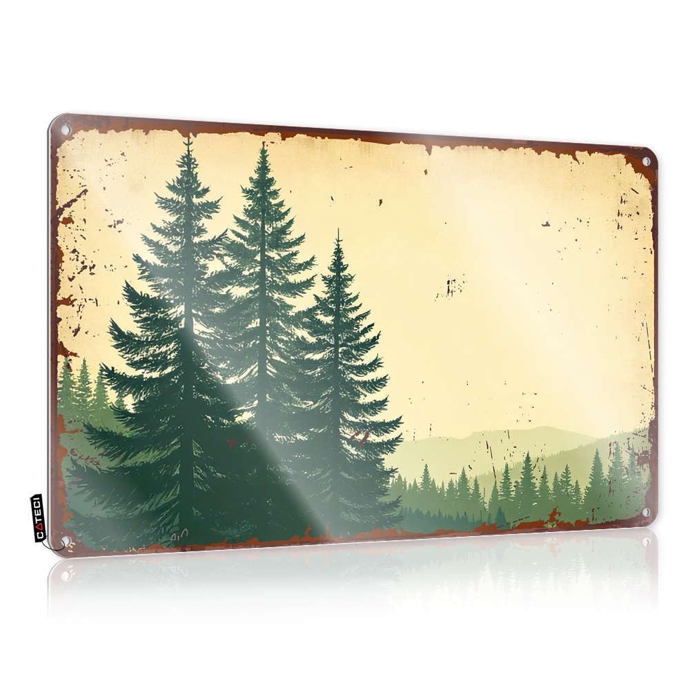 Fzfn Colour Lake Life Decor Sign Fun | Vintage Forest Scene With Pine Trees Scandinavian Shed Decoration(30X40cm)