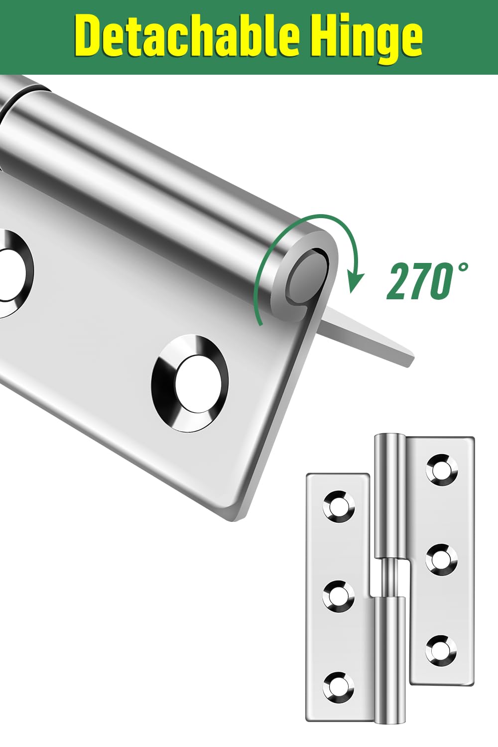 Bolatus 2 Pcs Small Slip Joint Flag Hinges, 2.5 Inch, Detachable, 304 Stainless Steel, Left Handedness, Siliver, 2.5 Inch Left Handed - Image 4