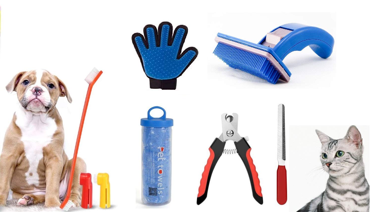 THE DDS STORE 5 in 1 Dog Grooming Kit - Pack of Nail Cutter Filer | Glove | Toothbrush | Auto Slicker | Towel Pet Shampoo Brush | Soothing Massage Rubber Bristles Curry Comb for Dogs & Cats Washing (B08TTQLB4Q) Amazon Price History, Amazon Price Tracker