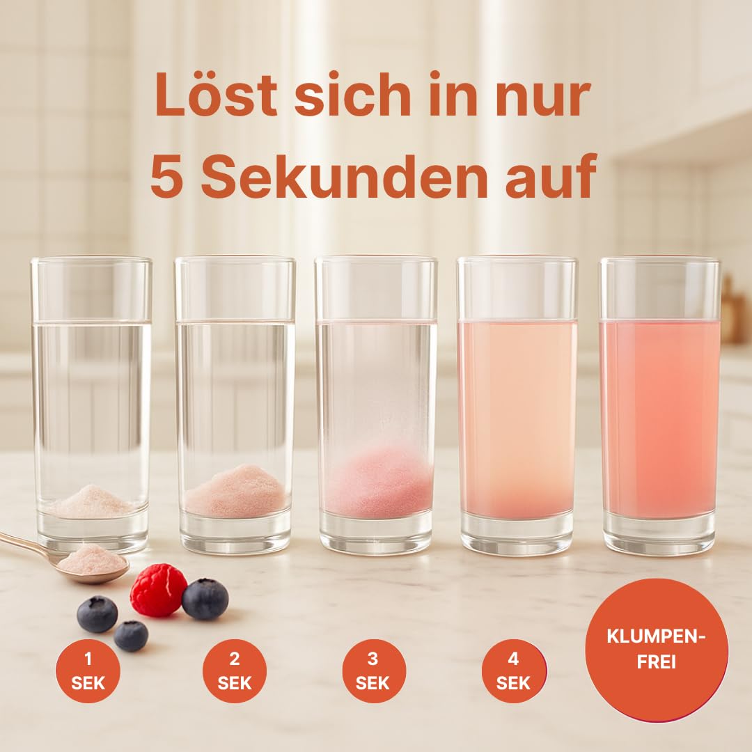Wellbe Kollagen Pulver hochdosiert - mit maximal bioaktivem Kollagen Hydrolysat, Biotin, Zink, Vitamin C & Hyaluron - Collagen Pulver - Kollagenpulver Peptide Made in Germany 1 x 250g