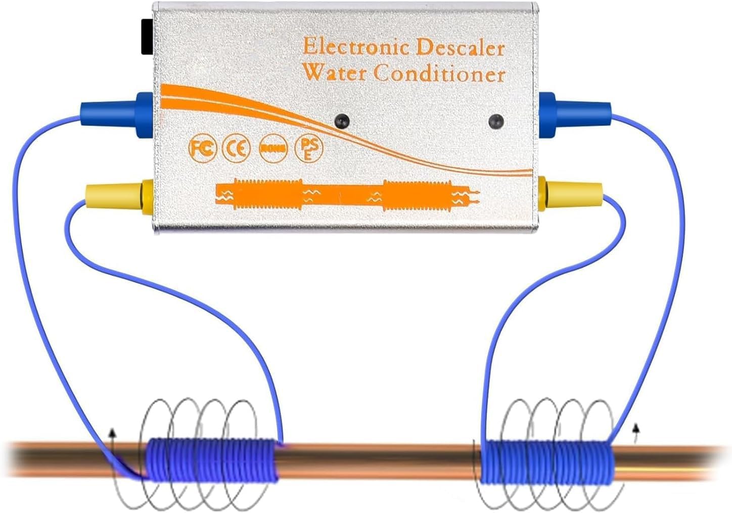 Sistema elettronico anticalcare per addolcitore d'acqua alternativo per tutta la casa, senza sistema di addolcimento dell'acqua salata, riduce il calcare e prevenire l'accumulo di depositi (argento)