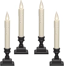 612 Vermont Vintage LED Battery Operated Window Candles with Timer, Bright Warm White Glow, VT-1806A-4 (Pack of 4, Antique Bronze)
