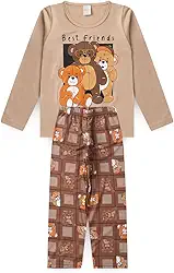 Pijama Longo Infantil Menino Blusa e Calça Ursinhos Amigavéis