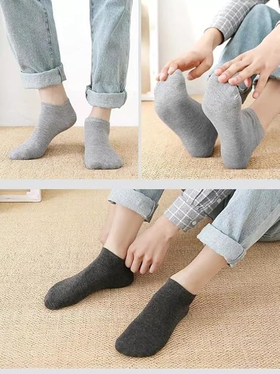 Image of Plain Ankle Length Socks for Men & Women | Unisex Low Cut Socks in Soft Pure Cotton Fabric | Stretchable, Breathable & Comfortable DailyWear Sock| Pack of 5