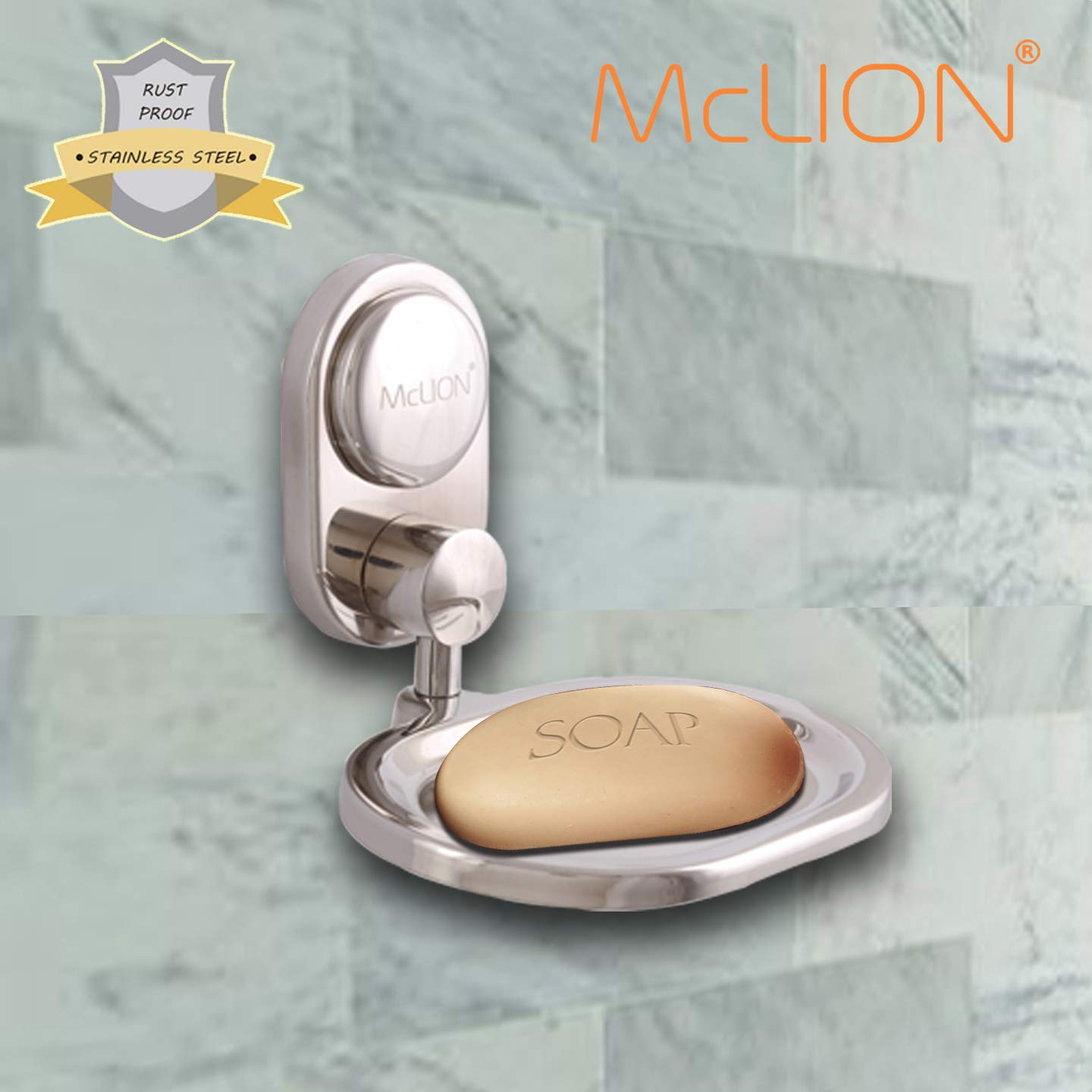 McLION Wall Mounted Soap Holder Soap DishSuction Soap Box Tray Soap