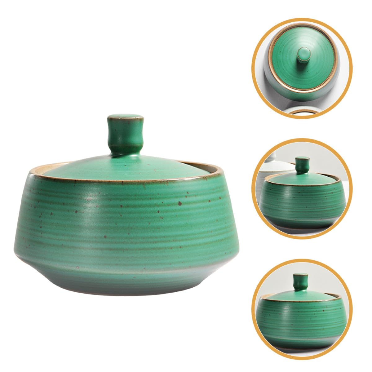 NUOBESTY Tarro de Cerámica Artesanal Japonés para Almacenamiento de Té Suelto, Pequeño Bote Vintage Esmalte Azul Hierro, Recipiente Hermético para Cocina y Conservación de Alimentos