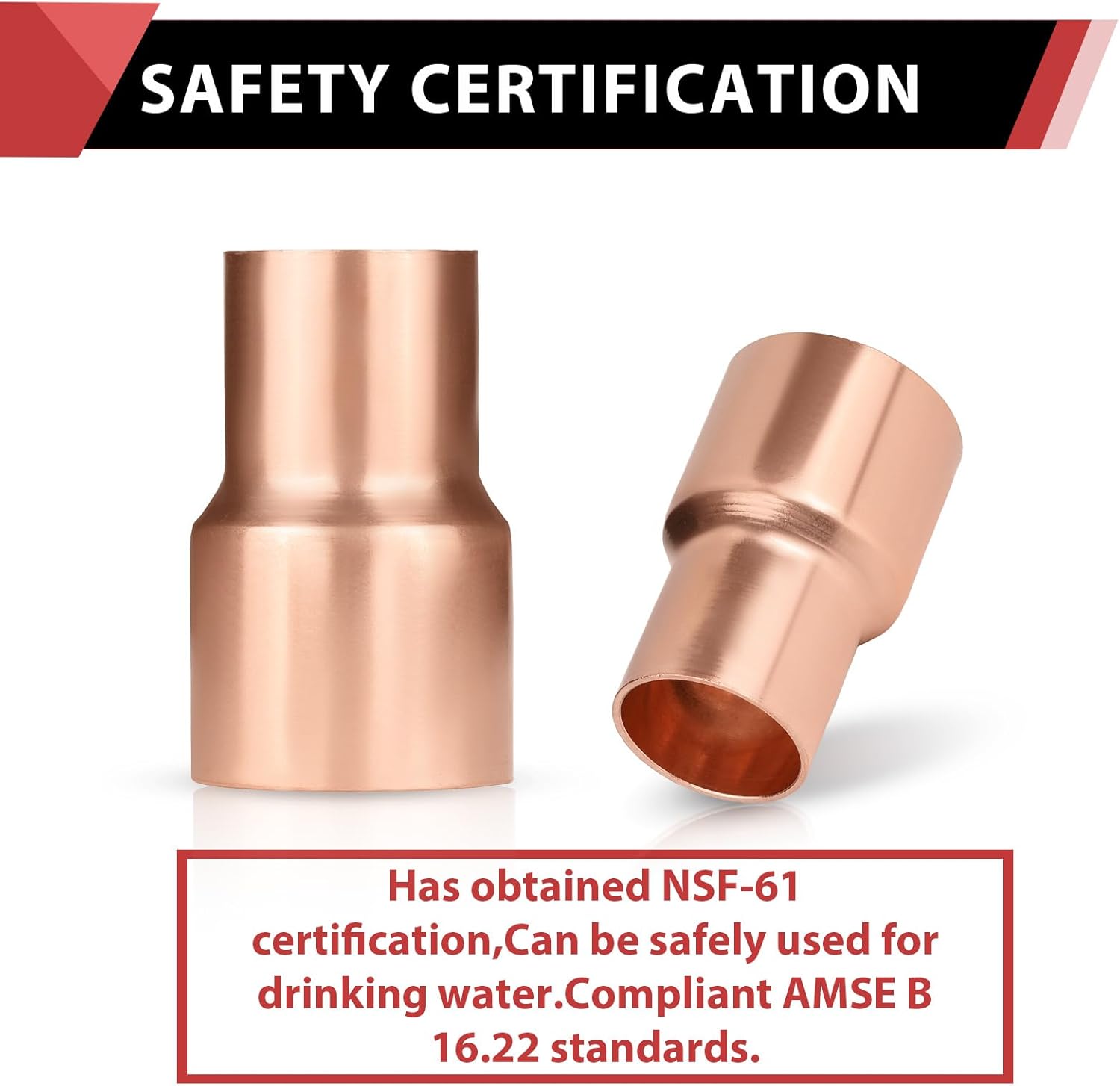 (Pack of 10) EFIELD 3/4" X 1/2" Copper Coupling Reducer, Cx C Sweat Connection, LF Copper Plumbing Fittings(3/4"X1/2"),(COPPER035)