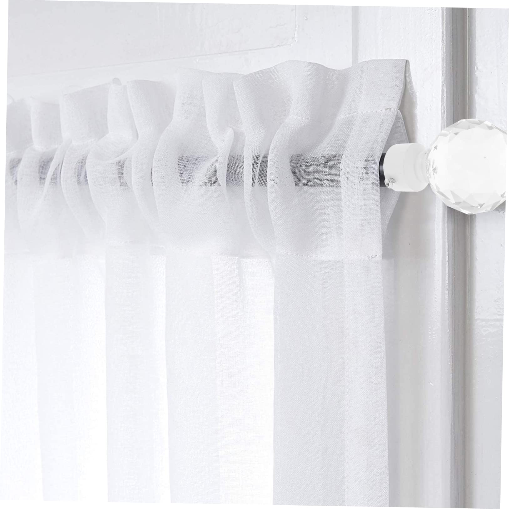 Veemoon Embout de Tringle à Rideaux en Fer et Cristal 2 Pièces | Décoration de Fenêtre, Blanc, Design Élégant et Moderne, pour Salle à Manger et Salon