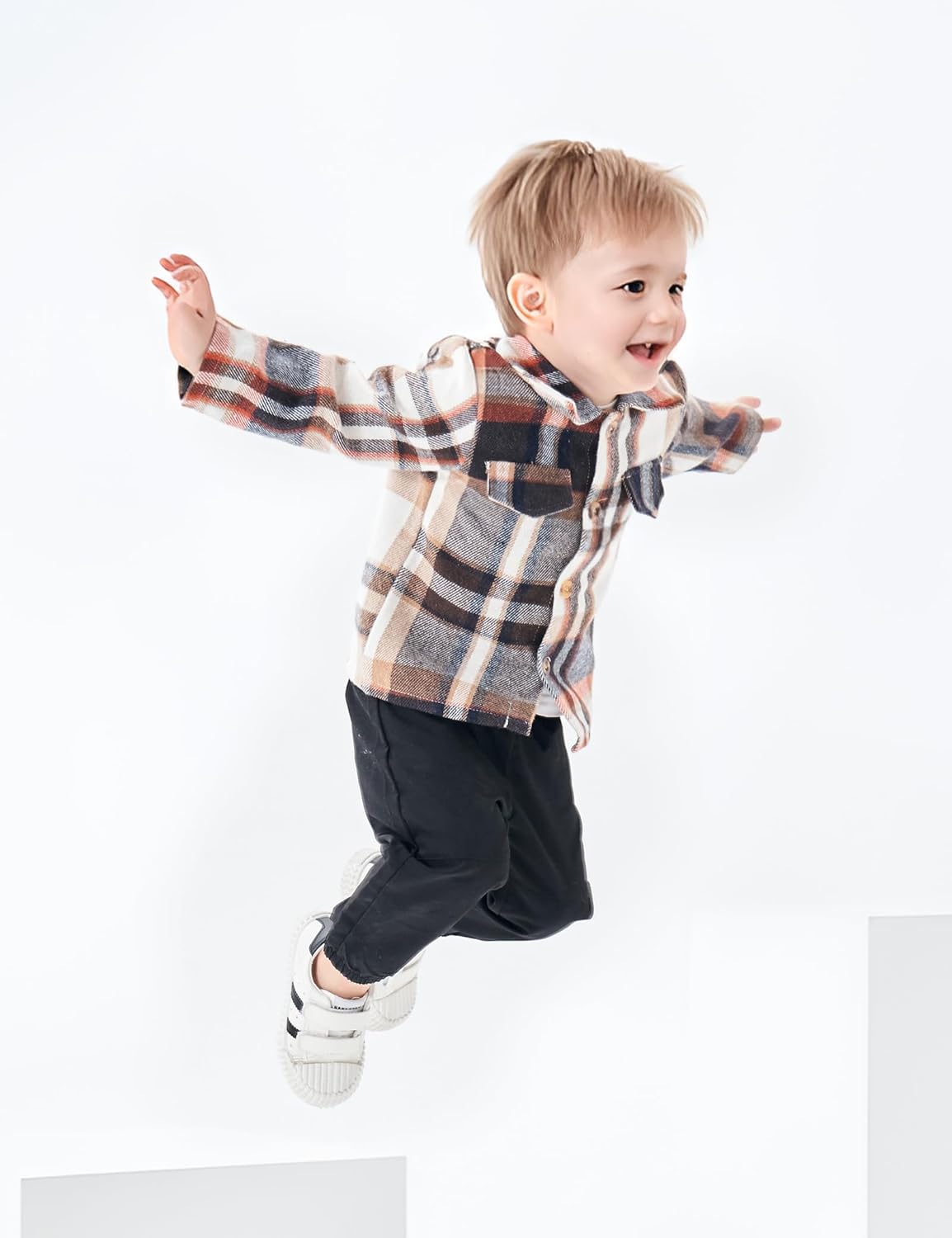 Crazyme 3Pcs Toddler Boy Clothes Plaid Shirt & White T-Shirt & Pants Boys Fall Outfits Clothing Set for Kids 6M to 6Y - Image 5