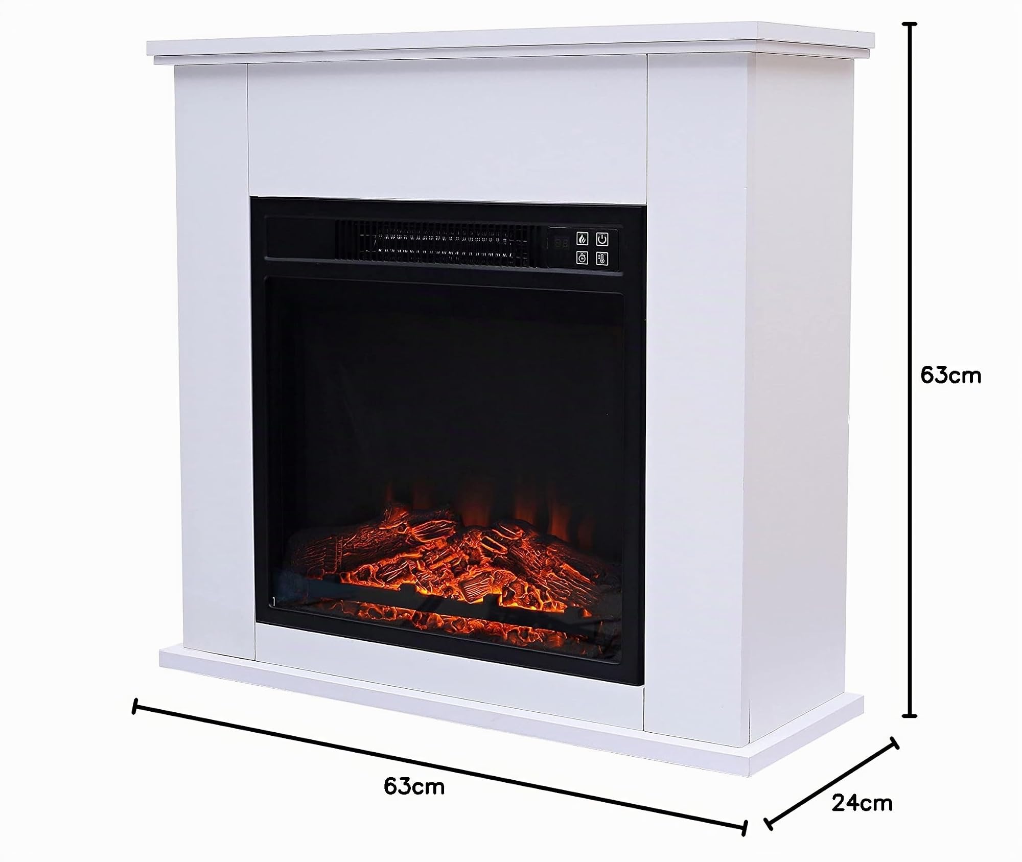 Caminetto elettrico da pavimento con cornice in MDF bianco CHE-610 Purline