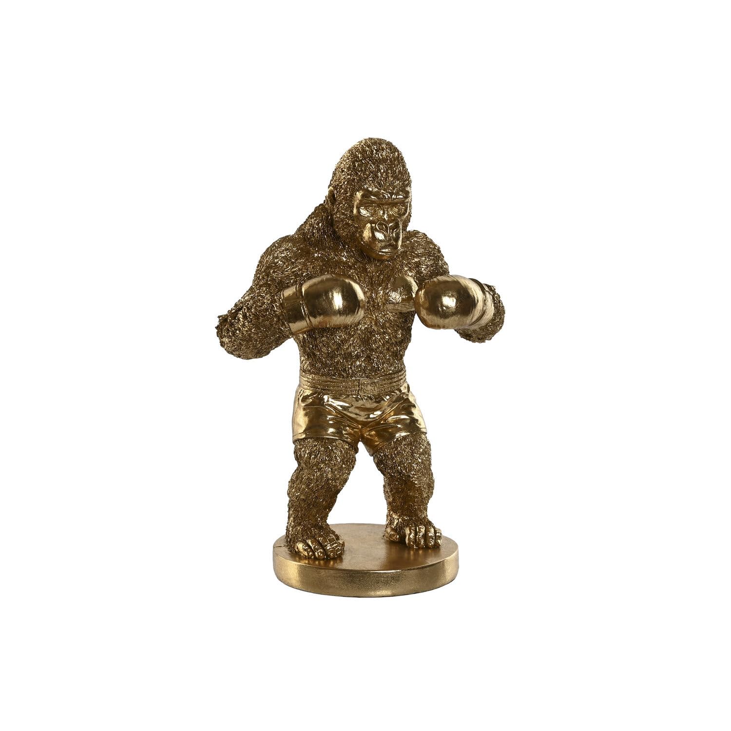 Figurine gorille boxeur doré 33cm statue singe en résine design pour déco salon chic