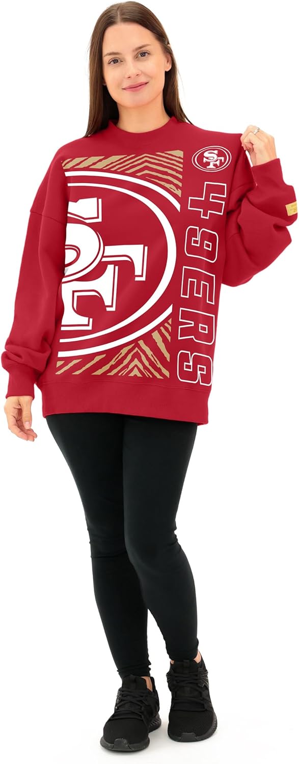 Zubaz NFL Men and Women's 90's Vintage Reissue Oversized Graphic Crewneck Sweatshirt (Small - 2XL) - Image 2