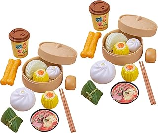 TOYANDONA 2 Set of 26 Pcs Kids Pretend Play Toy Food Kitchen Kit Chinese Dim Sum Set Cooking Toy Steamed Toy Tea Time Interactive Toys Breakfast Food Play Set Dollhouse Furniture