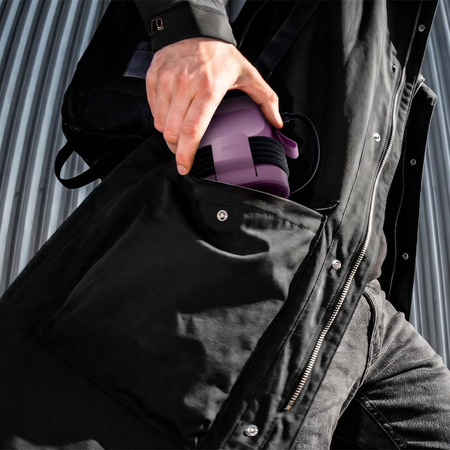 Braun QuickStyle mini - Defroisseur Vapeur Voyage, Vapeur 20 G/min, Violet | Défroisseur de Voyage Compact avec Technologie iCare, Chauffe en 15 s, Remplissage Facile Réservoir 80 ml, 1200 W, GS1031PU