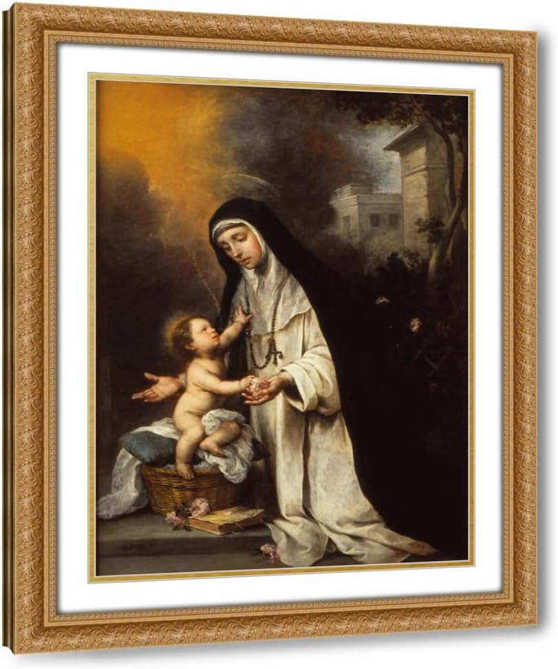 ArtDirect Saint Rose Of Lima (Ca. 1670) Custom Framed Art Print Giclee Print or Canvas Options with Various Sizes and Customization by Bartolomé Estebán Murillo