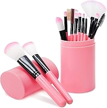 Makeup Brush Set with Storage Box - 12 Piece Pink Brushes Makeup Kit for Girls (Pack of 12)