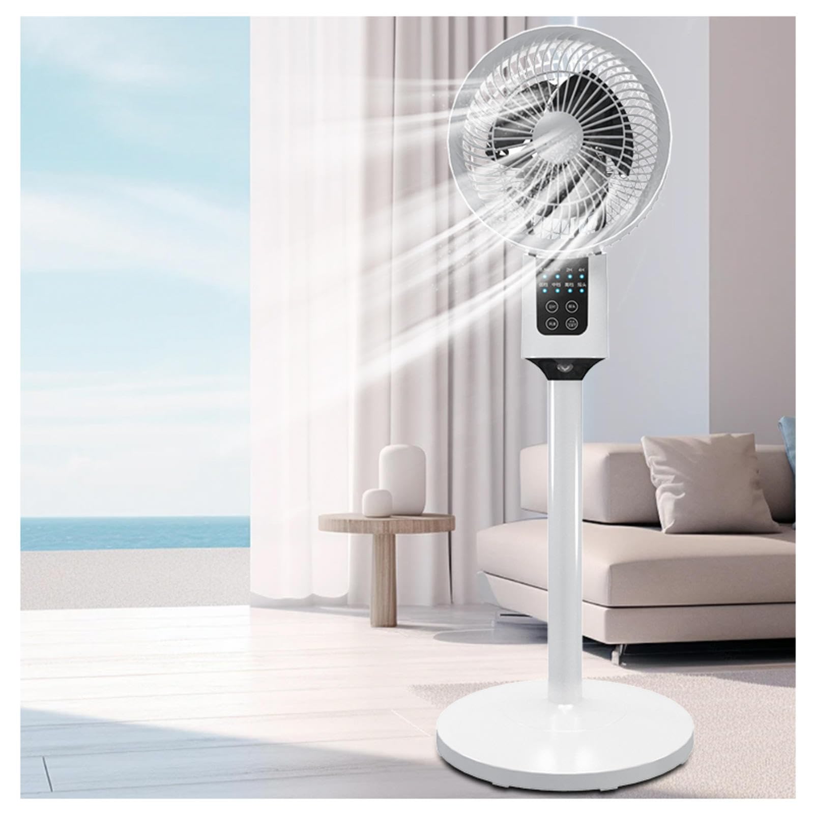 Ventilatore Rinfrescante 3 Velocità, Timer, Altezza Regolabile, Diffusione ad Ampio Angolo, con Telecomando Utilizzabile su Scrivania e Pavimento