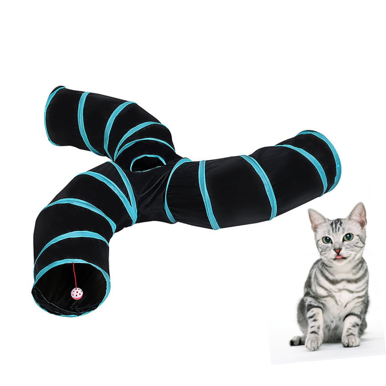 UPKOCH Tunnel Pieghevole per Gatti Imbottito Giocattolo Tubo per Animali Domestici Design Tre Tunnel per Divertimento del Gatto Piccolo e Portatile