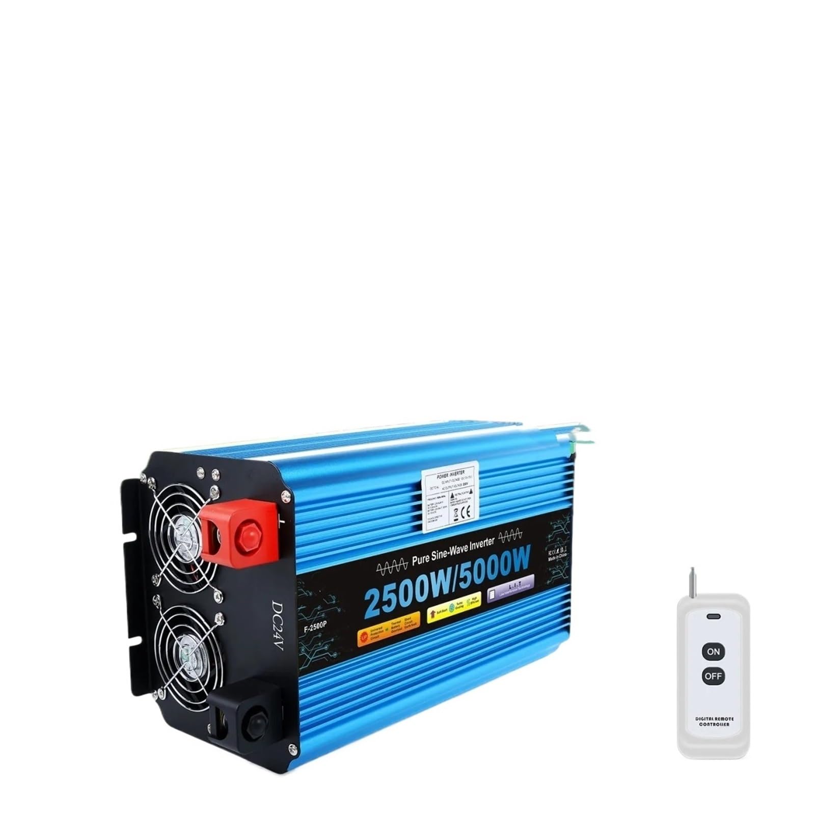Convertidor Inversor Transformador Inversor Solar De Onda Sinusoidal Pura 5 KW/6 KW/7 KW/8 KW Convertidor Voltaje 12 V/24 V A 220 V Pantalla LED Toma USB Dual(DC12V,5000W Universal)