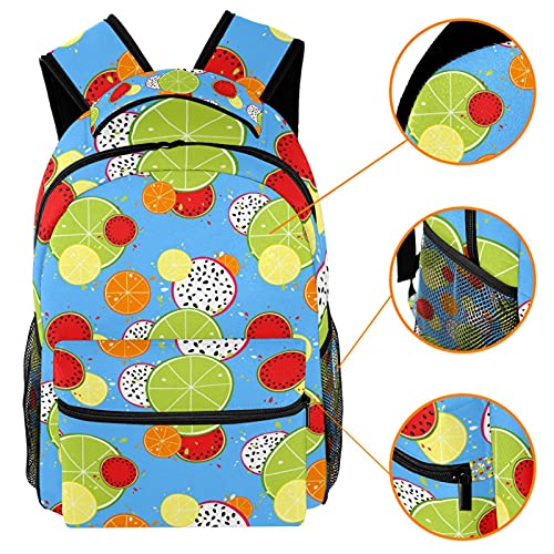 Sac à dos de voyage bleu citron pour ranger gourde et cahiers - 3