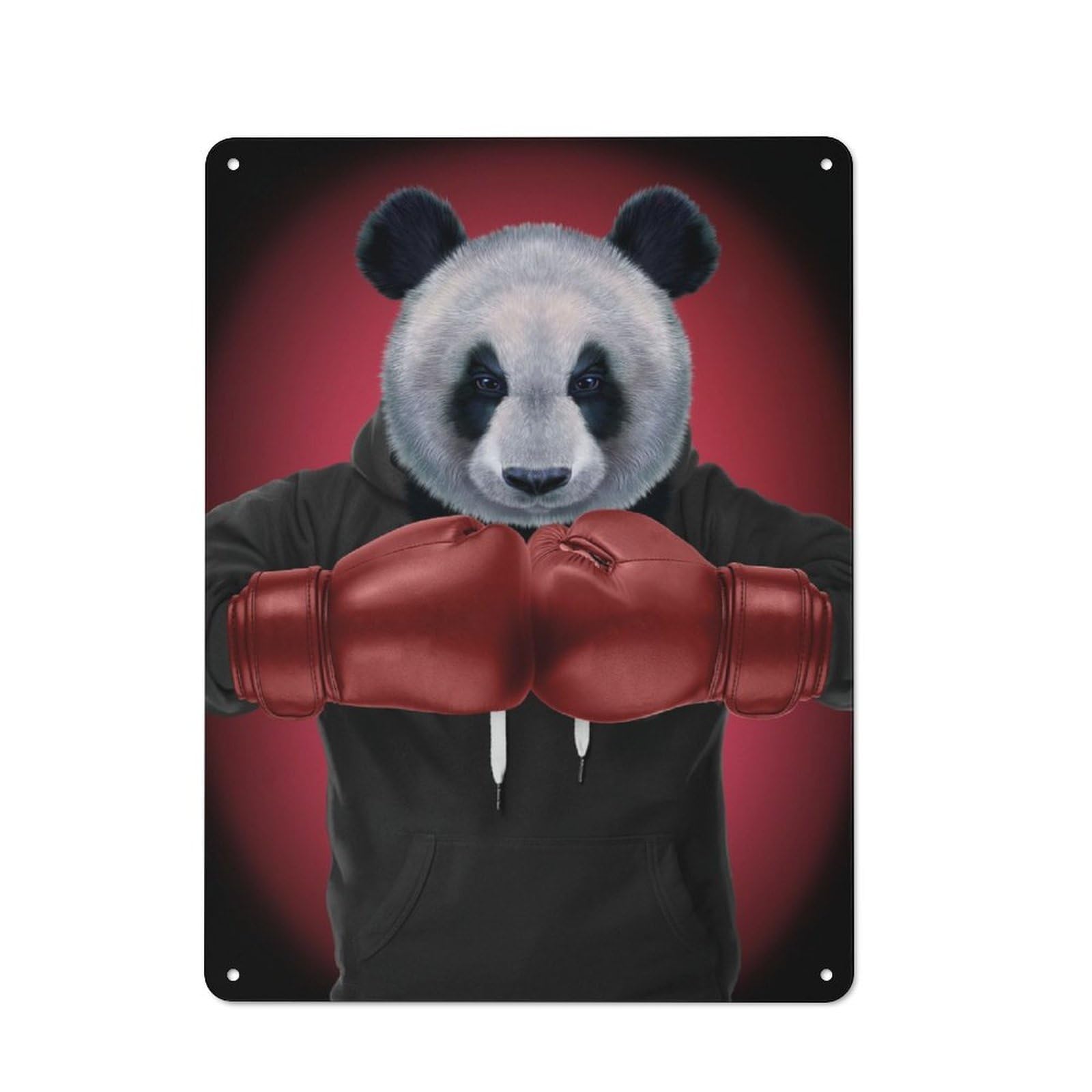 Junmoney Boxer Giant Panda Tin Sign 40X30cm With For Pub Or Café, Retro-Style Decor, Suited To Café Interior Fans