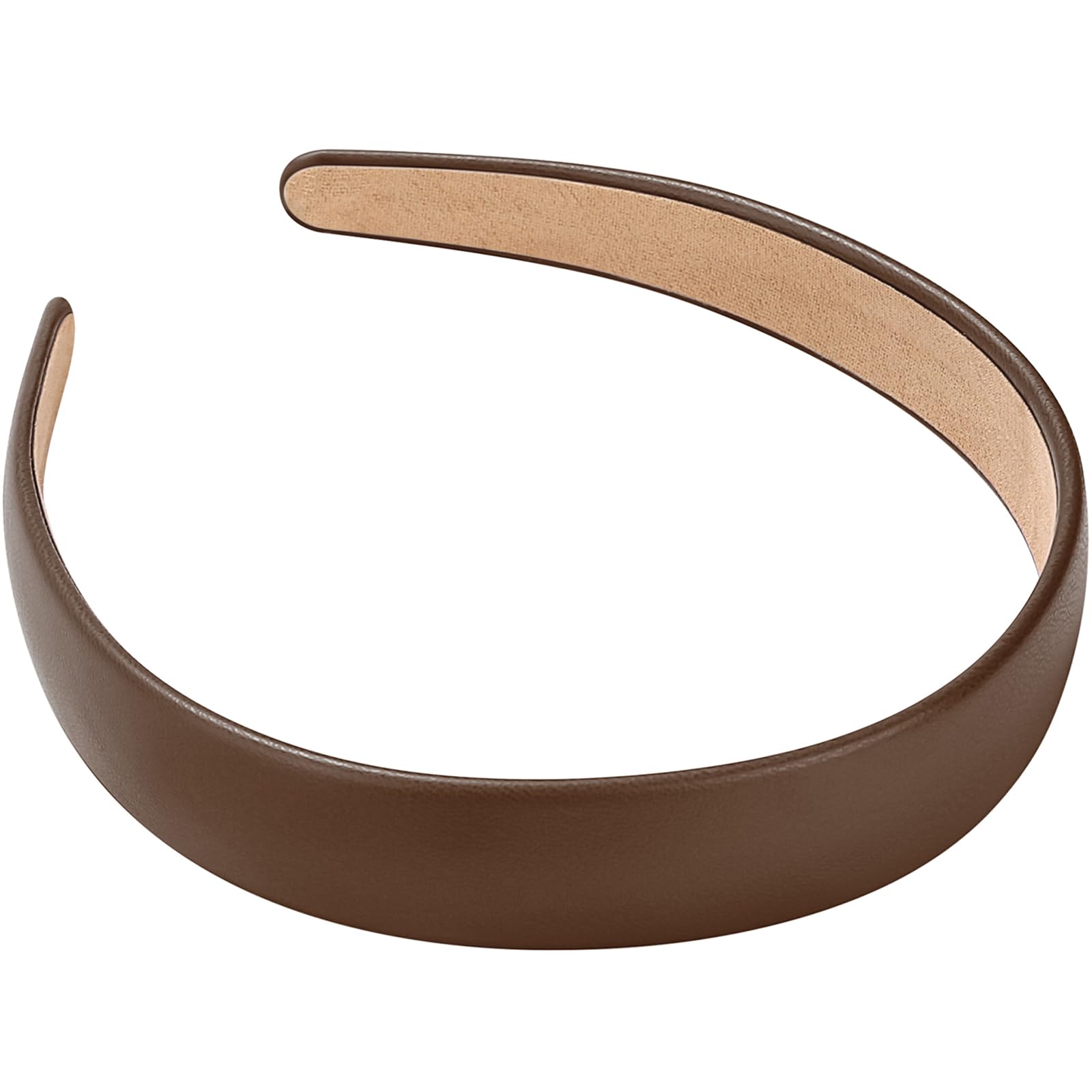 WantGor 1 Zoll PU Leder Stirnband, breite gepolsterte Haarband Mode Haarbänder niedliche Frauen Stirnbänder Urlaub DIY Haarzubehör (Braun, M)