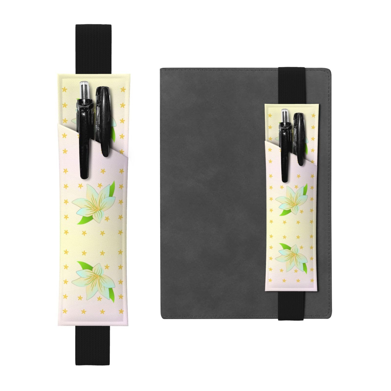 WXZYFP Blooming Daffodils Printed double-sided leather (PVC) pencil case bookmark, holds 2-3 pens 8 to 10 inches tall
