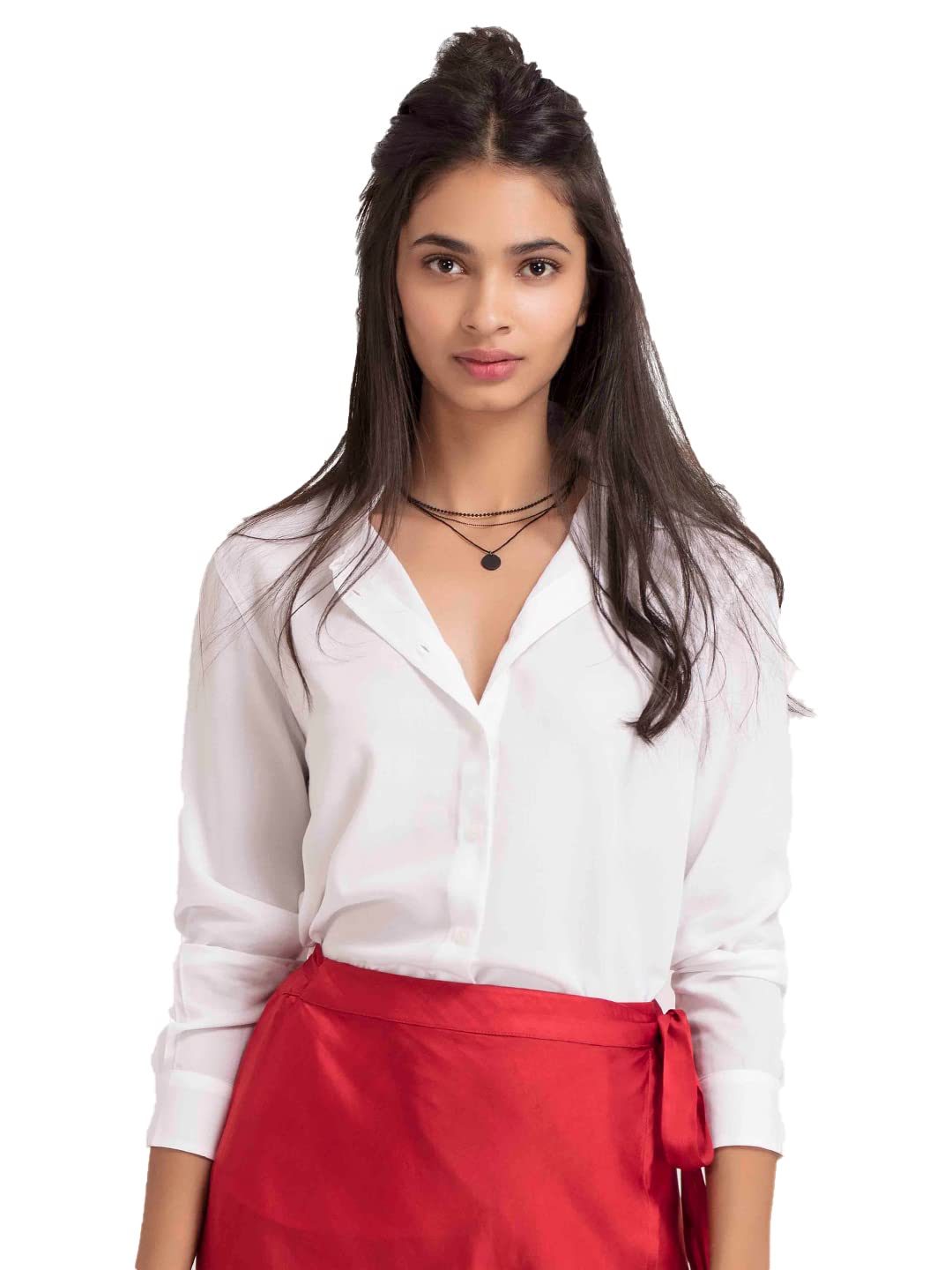 SHAYEWomen's Solid Satin Shirt | Buttoned Down | Collared | Relax Fit | for Every Occasion
