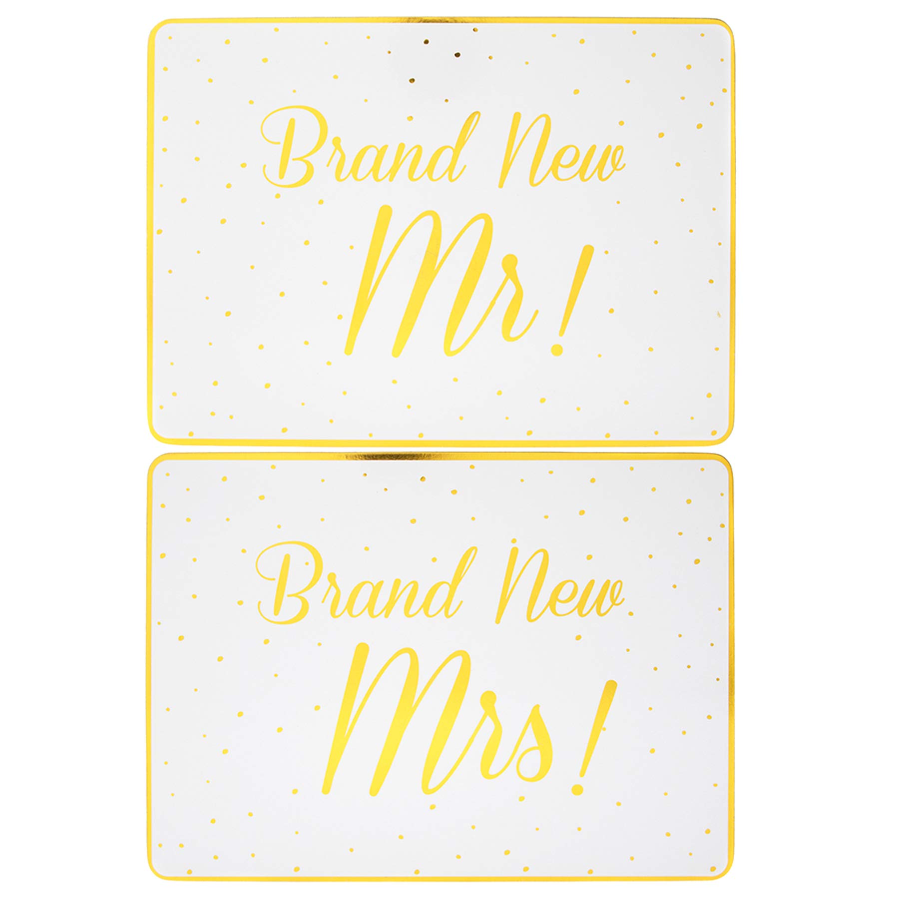 White & Gold Set of 2 Tableware Cork Backed Placemats New Mr & Mrs