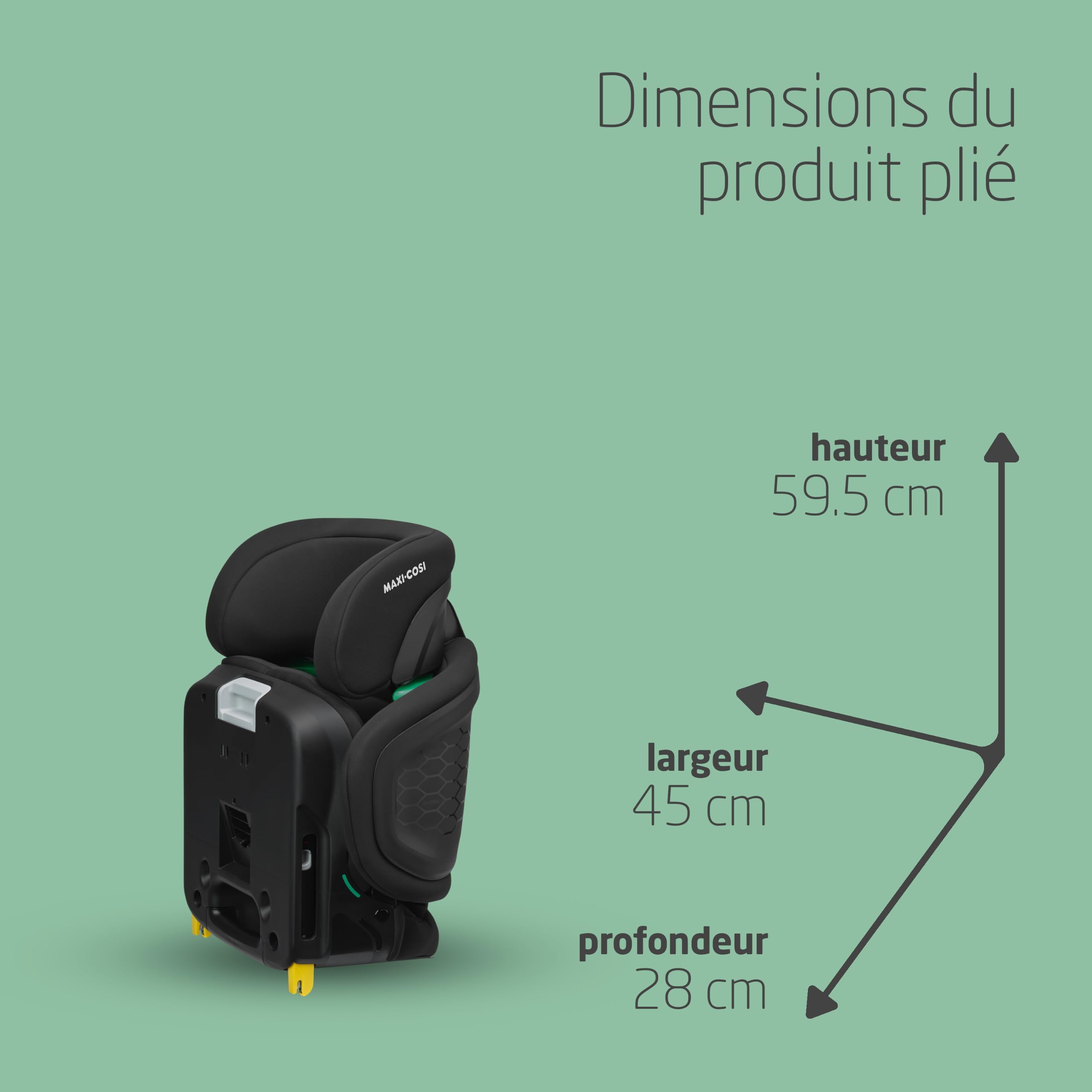 Maxi-Cosi Tanza i-Size, Réhausseur Voiture Enfant, 3,5-12 ans, 100-150cm, Siège-auto Pliable, 10 Positions Appui-tête, Protection G-CELL Chocs Latéraux, Siège-auto Rembourré Surélevé, Full Black