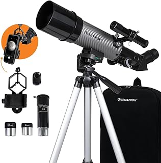 22007 Travel Scope 60 DX Portable Refractor Telescope with Smartphone Adapter – Ideal for Beginners with Fully Coated Glass Optics, Tripod, Backpack and Bonus Accessories, Black/Grey