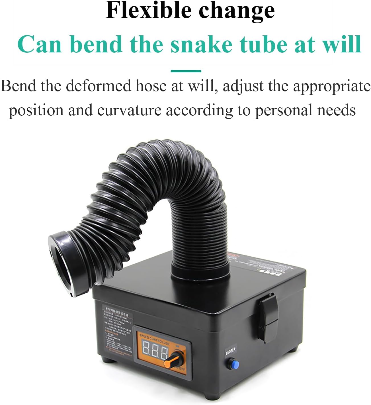 Desktop Soldering Smoke Extractor, Small Smoke Absorber with LED Display, Infinitely Adjustable Wind Speed, HEPA+Activated Carbon Filter Layer to Avoid Inhalation of Smoke