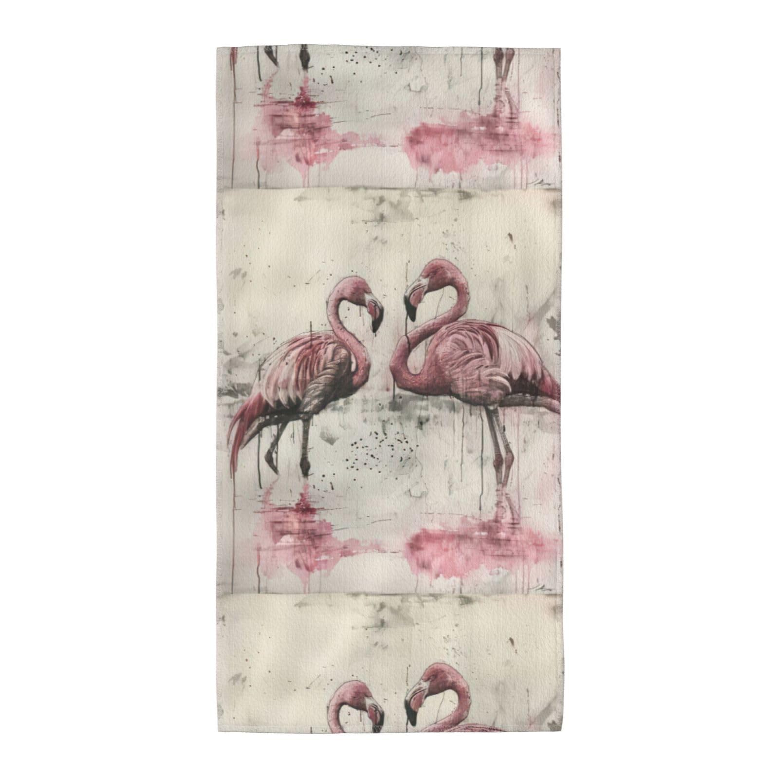 Cbaaghh Ink Flamingos Print Towel, Towels Thick Face Towels Fast Drying Washcloth For Bath, Spa, Gym