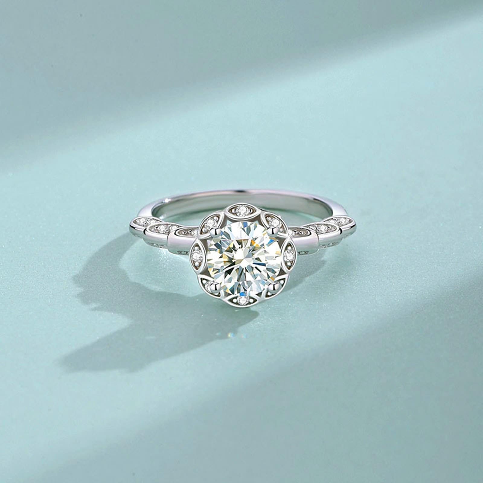18K 750 żółte złoto obrączki ślubne prawdziwe złoto, skrzydła anioła pierścionek zaręczynowy z moissanitem, pierścionek soliter PT950 Platinum, rozm. 47-65