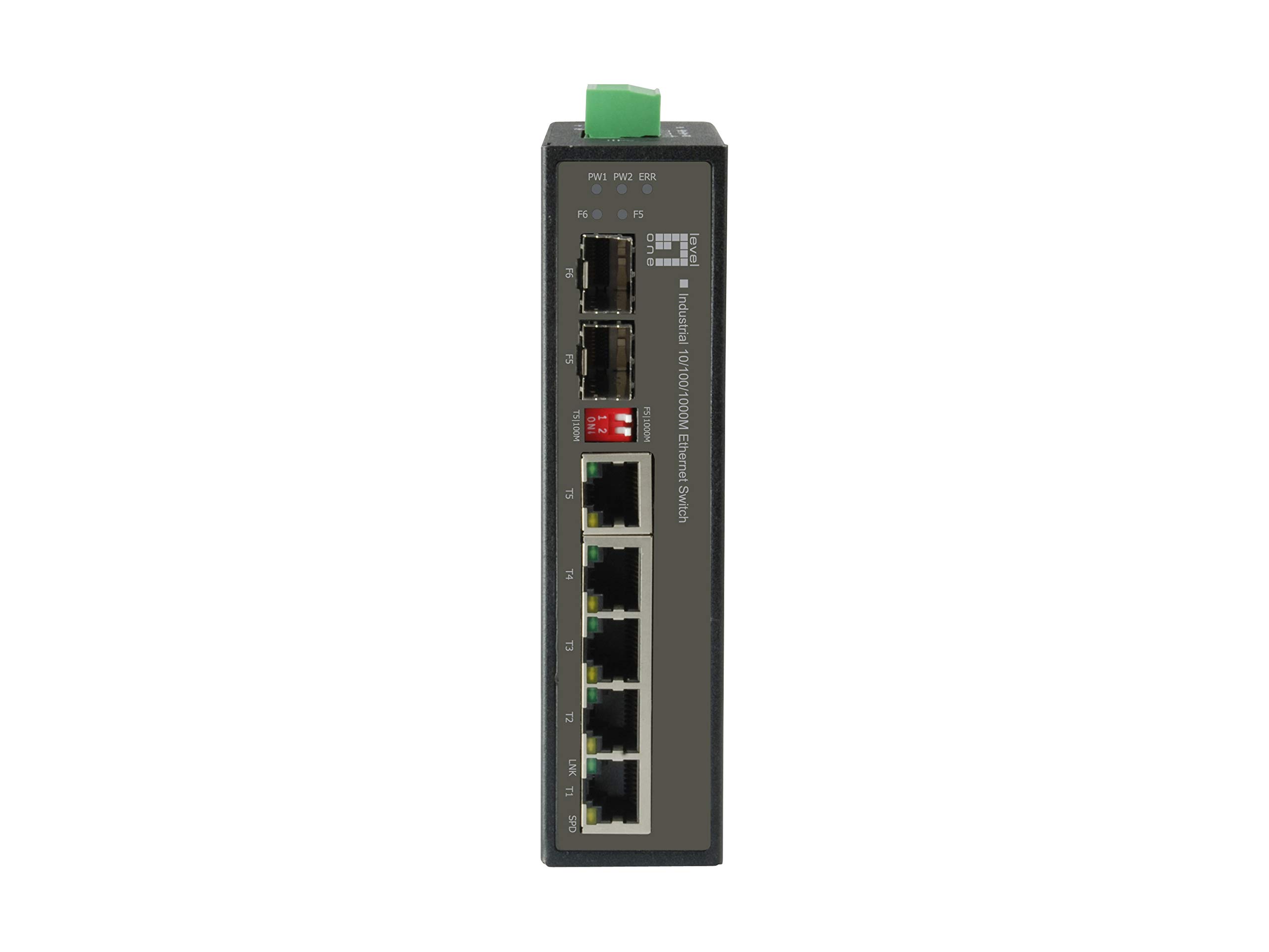 Level One 4X 10/100/1000Base-T émetteur-récepteur (Gigabit Combo, Gigabit SFP (100/1G), Bloc Terminal, 12 Gbps, 1024 KO Buffer, 9-60 VDC)