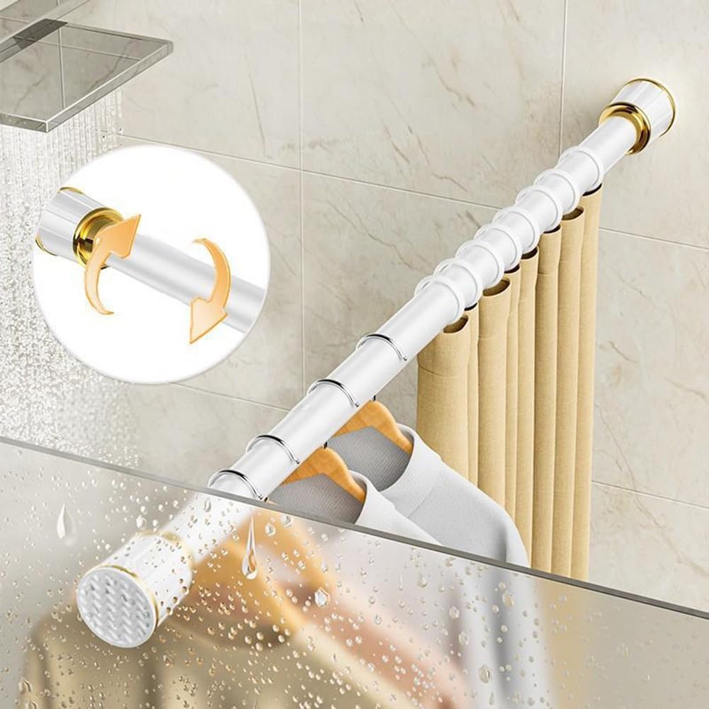 Barra telescópica ajustable para cortina de ducha, barra de acero inoxidable de 360-450 cm, antideslizante, fácil instalación para baño y balcón, perfecta para uso doméstico (negro)