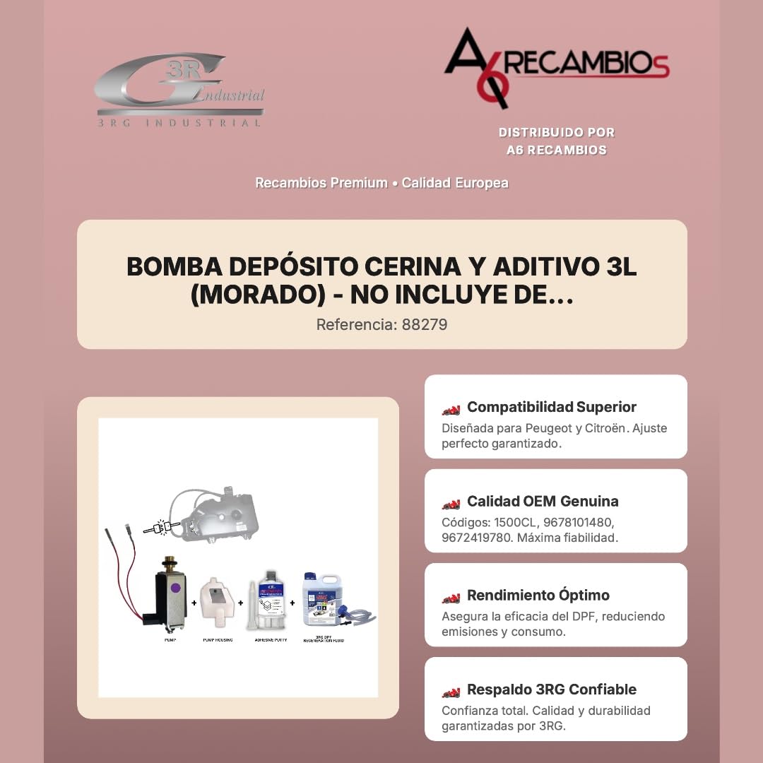 3RG INDUSTRIAL - Bomba Depósito Cerina Y Aditivo 3L (Morado) - NO INCLUYE DEPÓSITO - OEM 1500CL