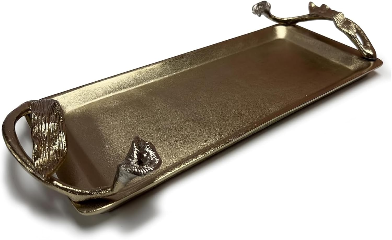 Decozen Bathroom Tray - Elegant Aluminium & Brass Bathroom Decor, Bath Tray, Decorative Kitchen, Bedroom & Home Decor Countertop Organizer - Bath & Vanity Trays - Christmas Decorations