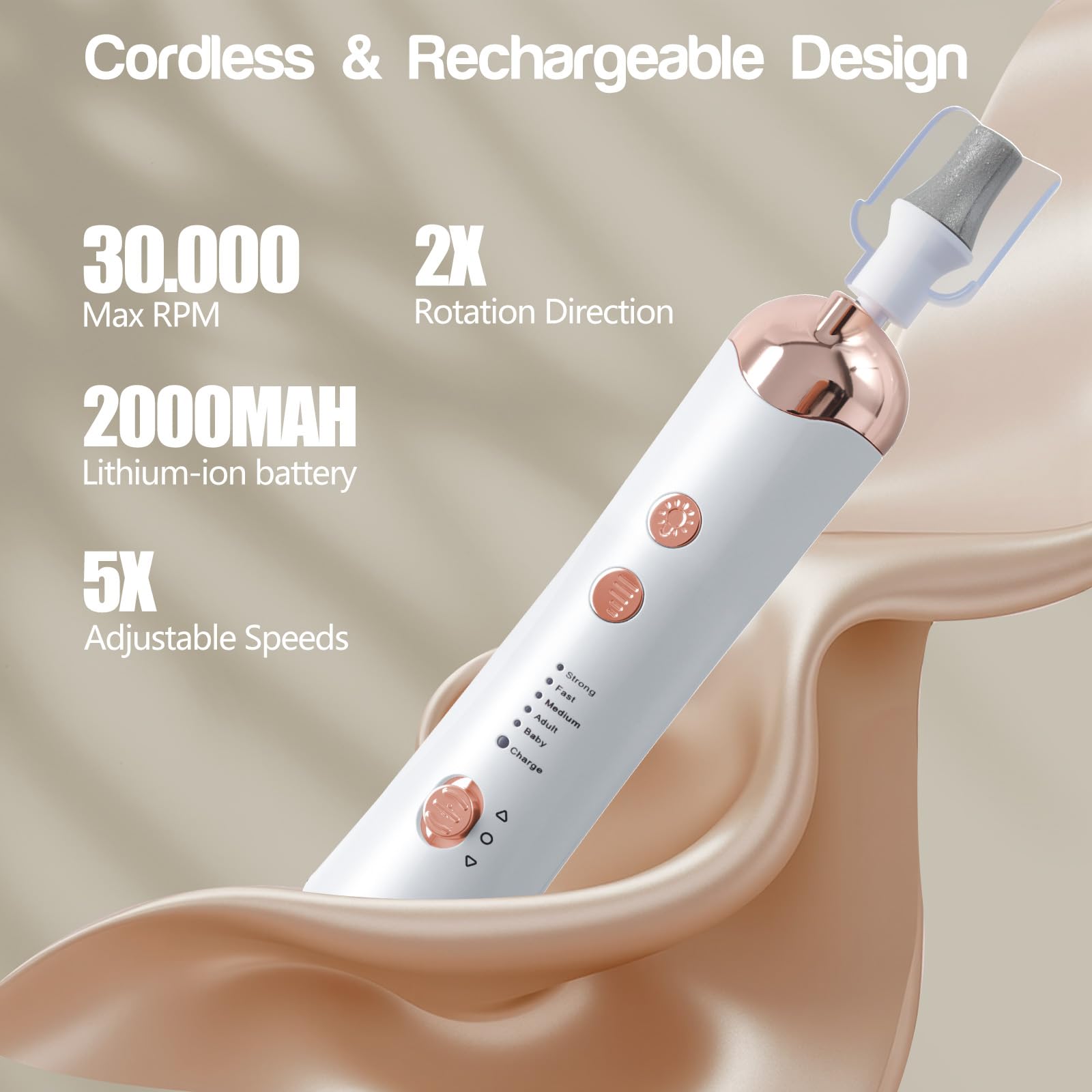 Electric Nail Drill Machine Nail Drill Electric File Nail File Kit for Beginners Acrylic Gel Nails Manicure Pedicure Polishing Shape Tool with 8 Bits Gel Nails and Home Salon Use - Image 2