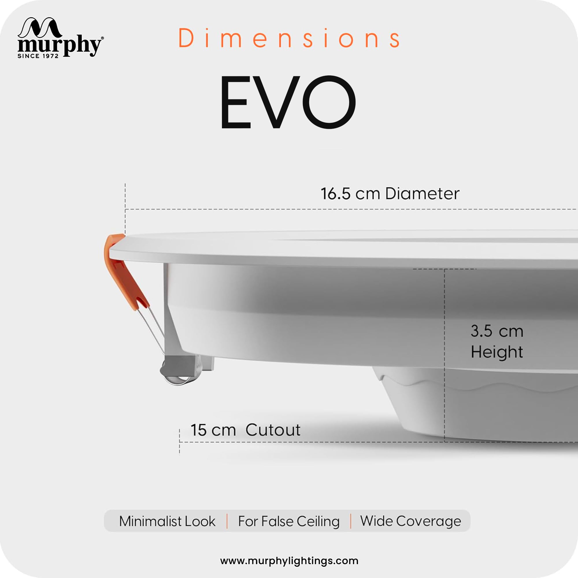 Murphy EVO 15W RD LED Panel Light | Cool White 6500K | Recessed Ceiling Light | 1500 Lumens | 150mm Cutout | Shockproof PC Body | 4kV Surge Protection | BIS Approved |2-Year Warranty |Pack of 2 2