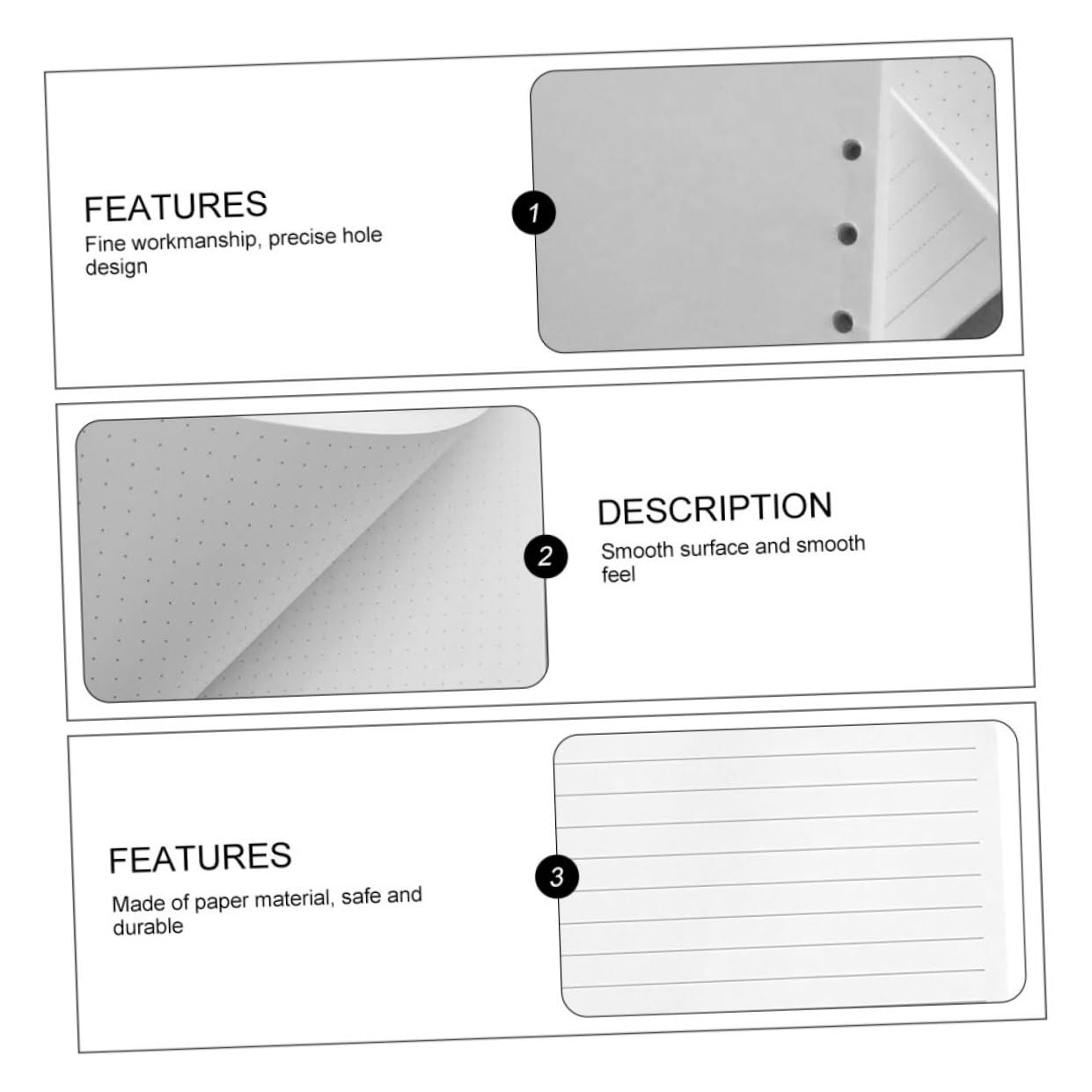 Recharge de Papier A5 240 Pièces pour Cahier à Feuilles Mobiles
