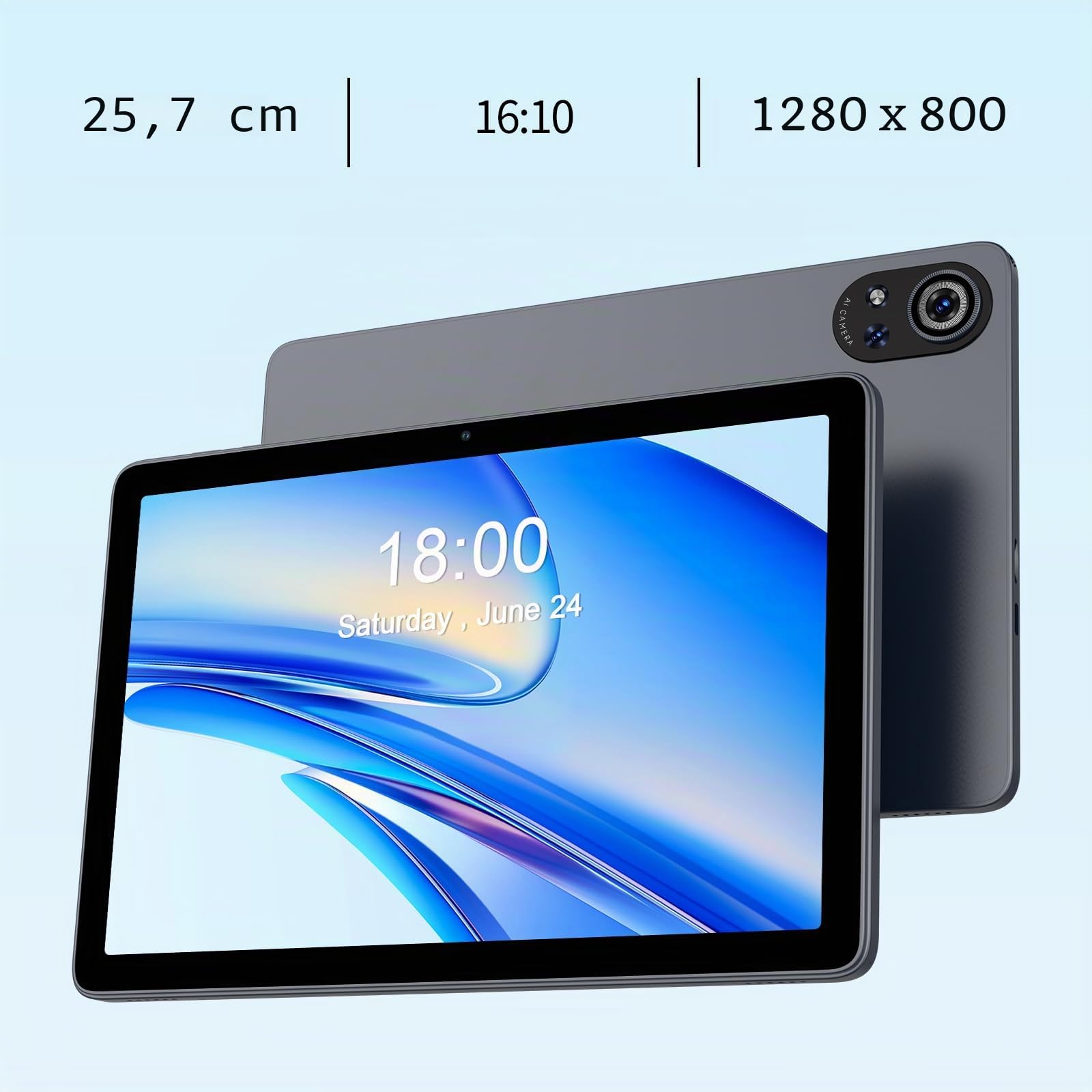 PRITOM Tablet de 10 pulgadas, 4 en 1, 24 GB, 128 GB ROM, Android 15, 1024 GB Expand, Qcta Core, WiFi 6, 8000 Mah, Tablet con teclado, ratón, lápiz capacitivo y funda protectora, gris