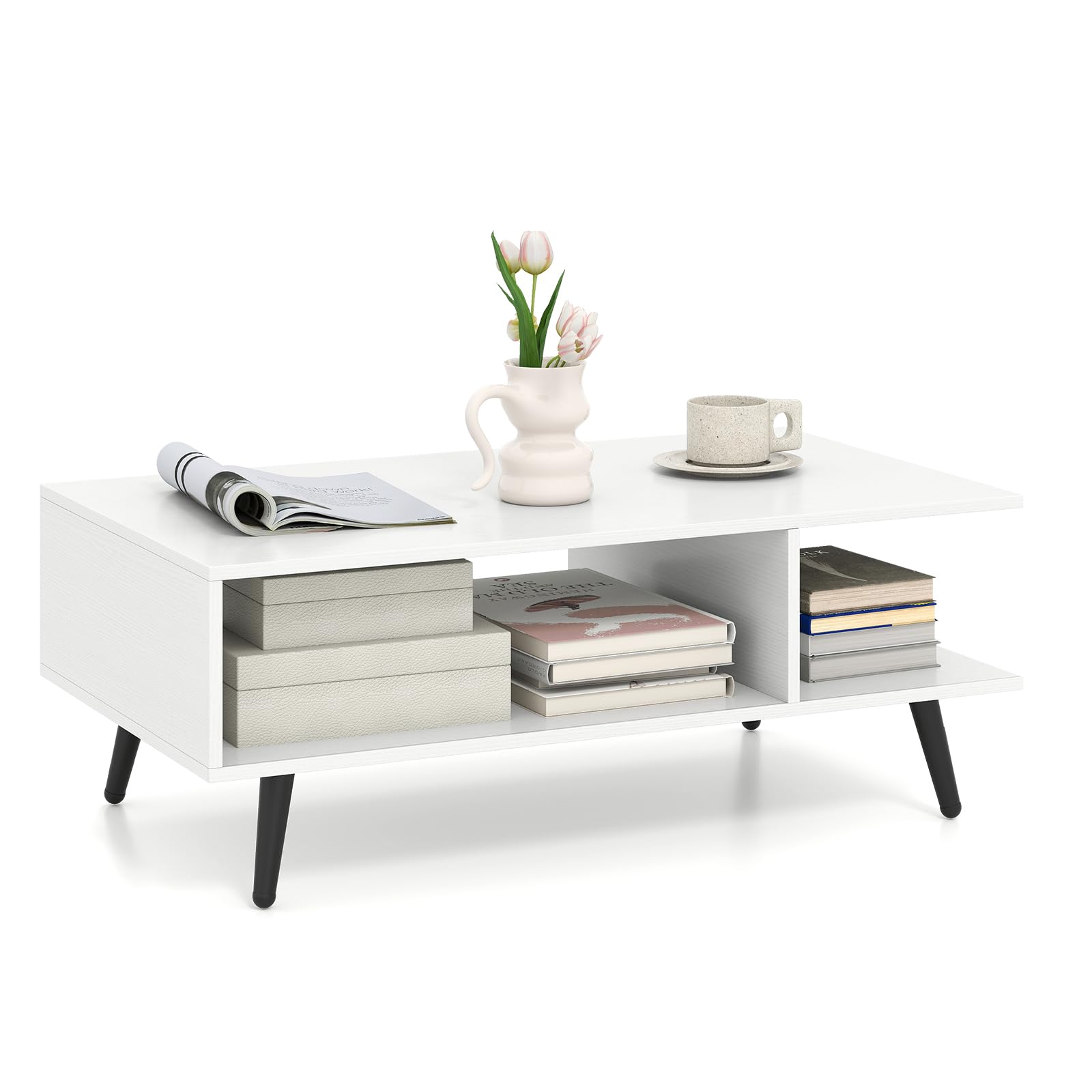 Amazon.com: Giantex Coffee Table with Storage, Mid Century Modern