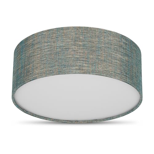 REV Deckenleuchte - Deckenlampe rund 30cm mit Stoff-Lampenschirm im Vintage-Look – ideal für Schlafzimmer & Wohnzimmer, grün-gold