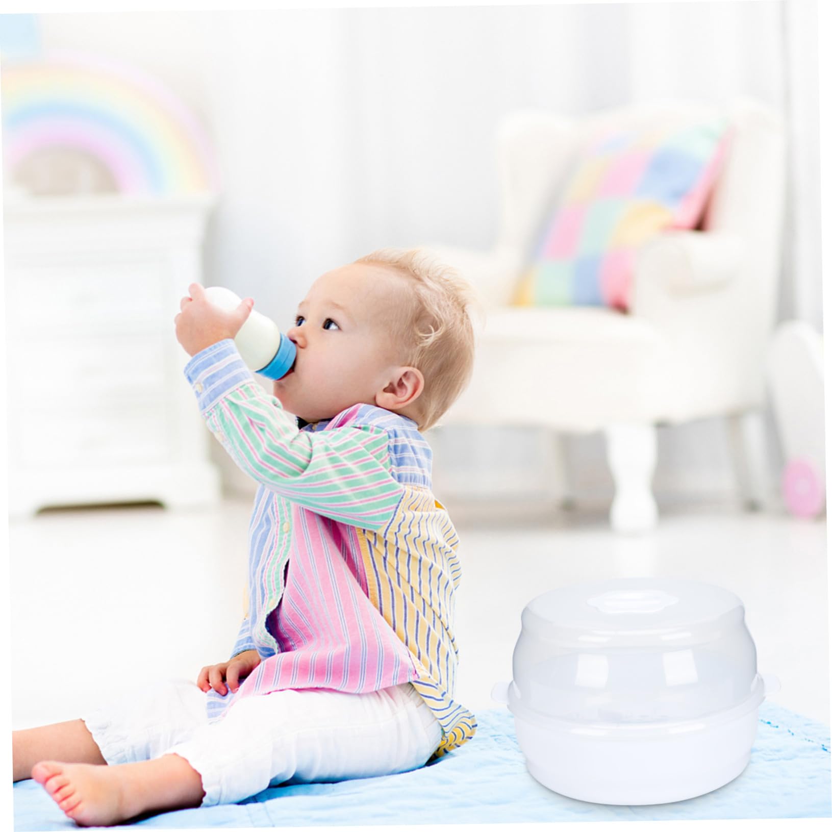 Estuche para Biberones y Chupetes Ñiño, Portátil ABS para Microondas | Almacenamiento Compacto y Seguro, 1 Unidad, Blanco, PP, Uso en Hogar y Exterior, para Leche y Artículos de Ñiño