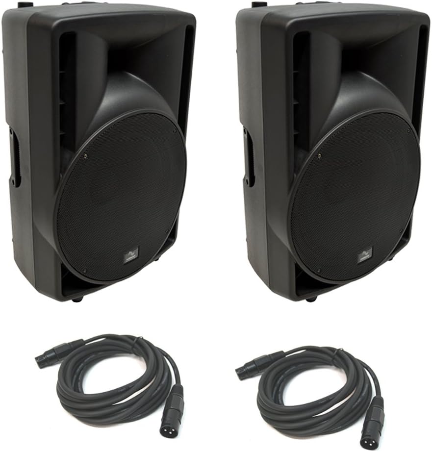 Harmony Audio (2 HA-C15A Pro DJ 15" Powered 1000W PA Speaker & XLR Cable