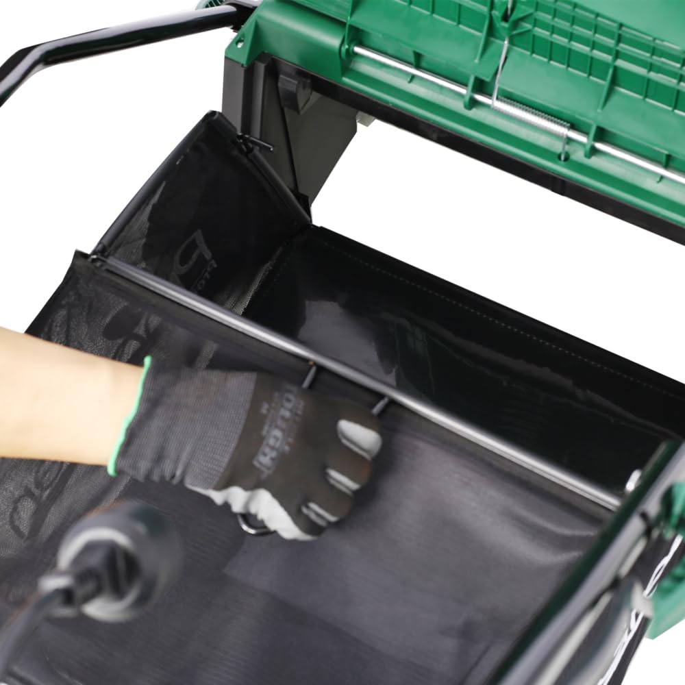 Escarificador eléctrico 2 en 1, 13 pulgadas y 12 amperios con bolsa de recogida extraíble de 31.7 cuartos de galón, altura de rastrillo ajustable, motor de 3600 RPM para cuidado del césped y
