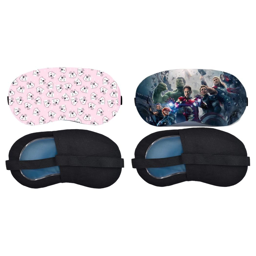 Aoxeria Pink Mini Unicorn Pattern & Colourful Team Print Sleeping Mask Combo, Soft Comfortable Light-Blocking Eye Cover for Women, Men & Kids, Reusable Blindfold for Sleep, Nap & Travel (Pack of 2)-image-39
